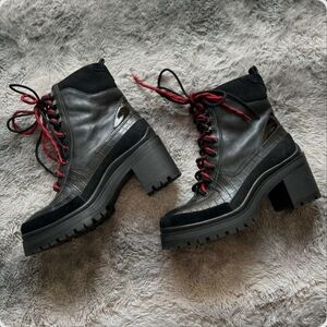 Gianni Bini Black and Red Combat Boots